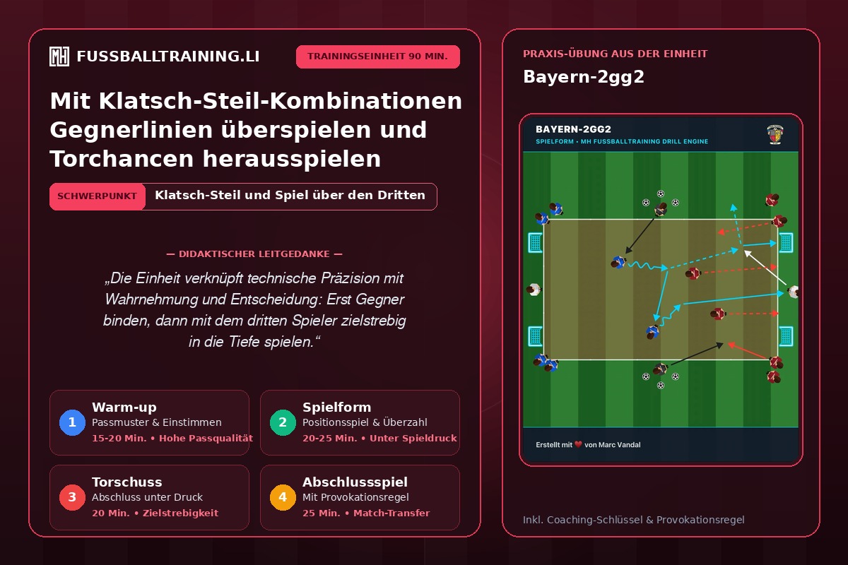 Mit Klatsch-Steil-Kombinationen Gegnerlinien überspielen und Torchancen herausspielen